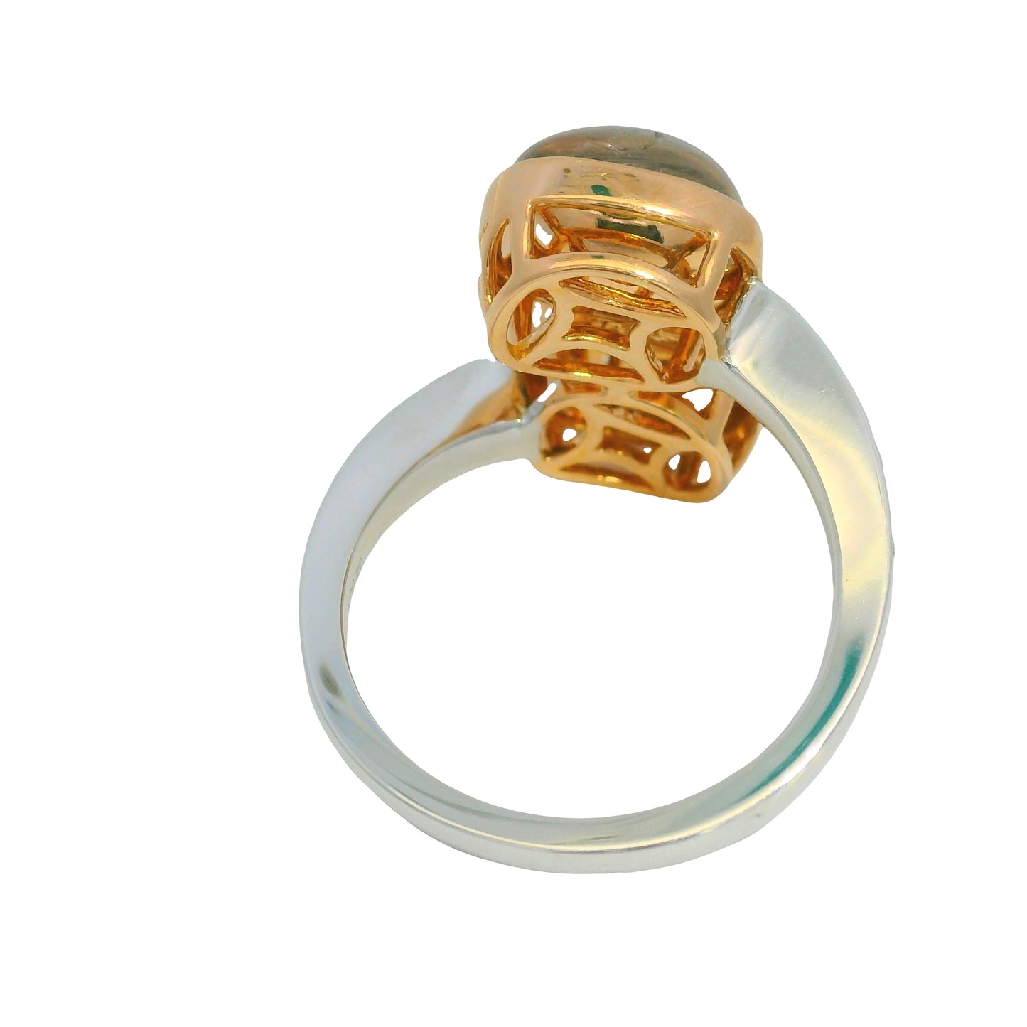 GIA 18K Two-Tone Gold Natural Sapphires & Diamonds Bypass Bezel Set Ring