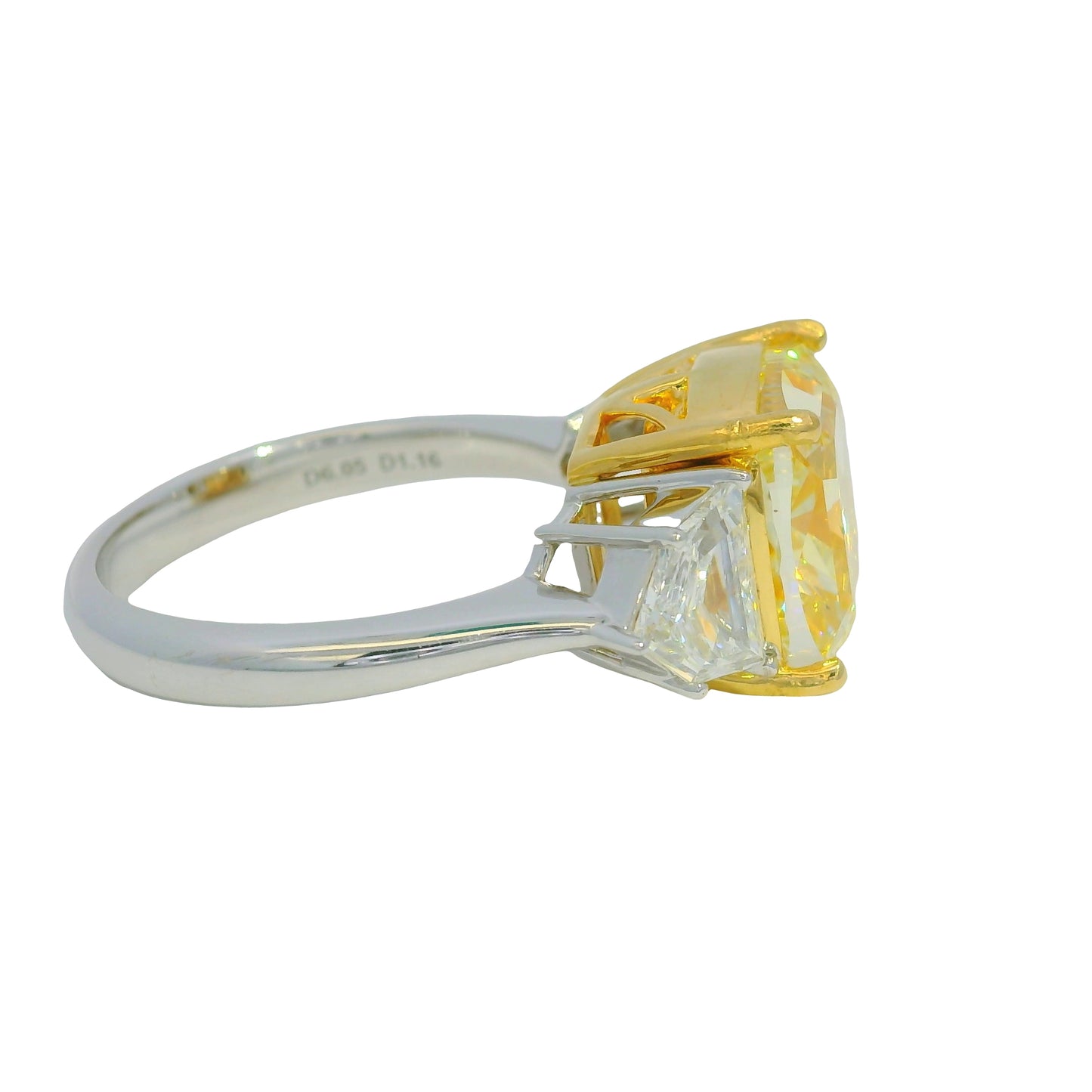 GIA 18k Two-Tone Gold Natural Fancy Yellow Cushion Cut Diamond Engagement Ring