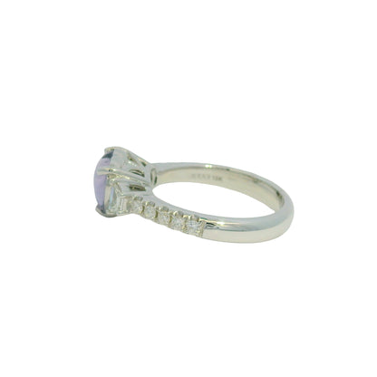 GIA 18K White Gold Natural Heart Pinkish Purple Sapphire Double Cabochon Ring