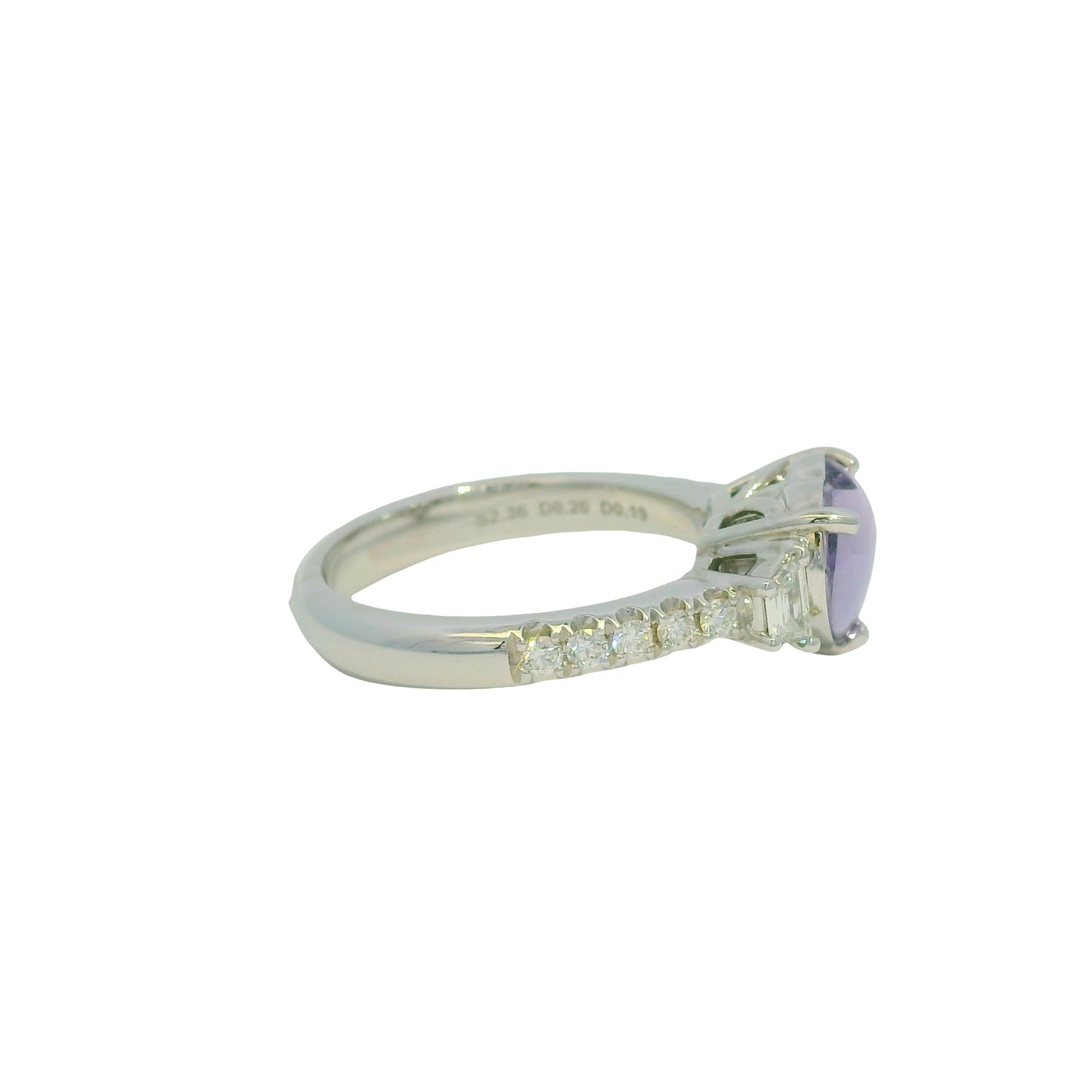 GIA 18K White Gold Natural Heart Pinkish Purple Sapphire Double Cabochon Ring