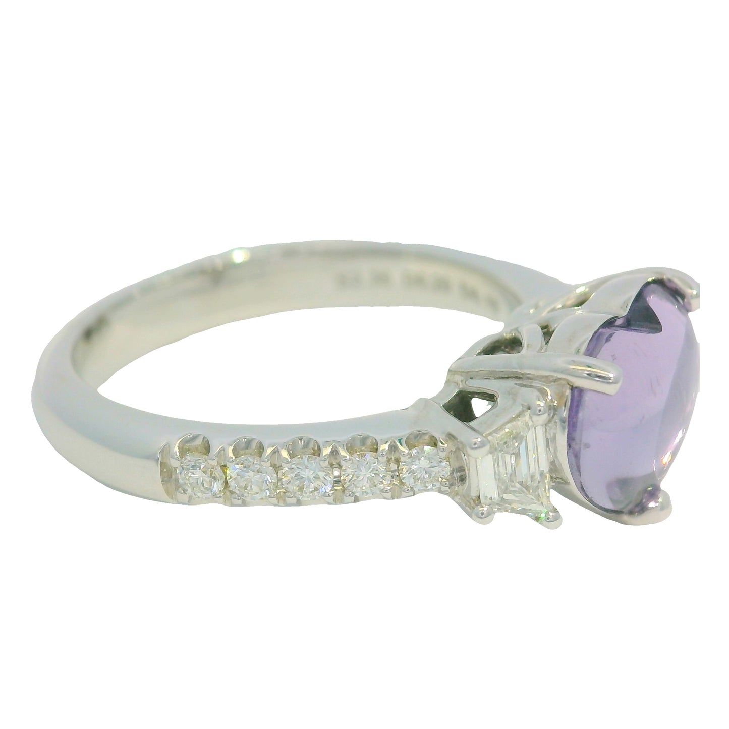 GIA 18K White Gold Natural Heart Pinkish Purple Sapphire Double Cabochon Ring