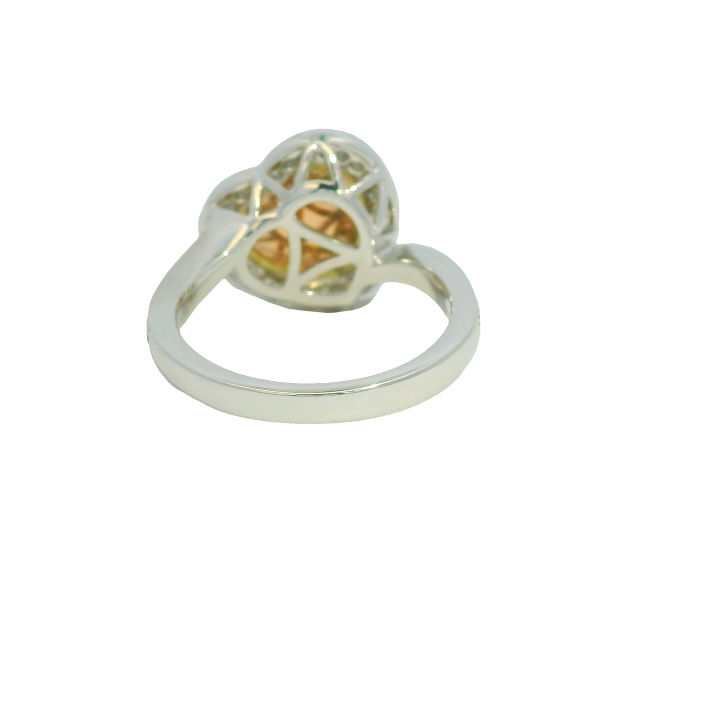 GIA 18K Two-Tone Gold Natural Purplish Pink Heart Shape Cabochon Sapphire & Diamond Ring
