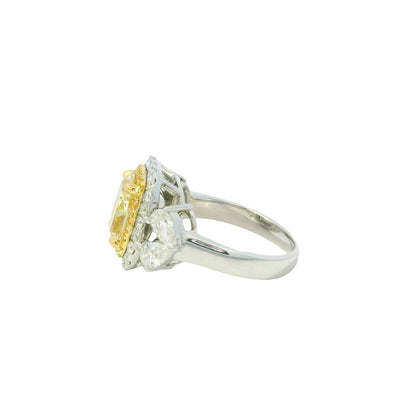 GIA 18KTT Gold Natural Fancy Brownish Yellow Cushion Cut Diamond Engagement Ring