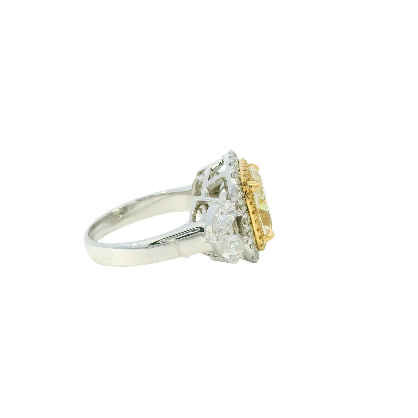GIA 18KTT Gold Natural Fancy Brownish Yellow Cushion Cut Diamond Engagement Ring 