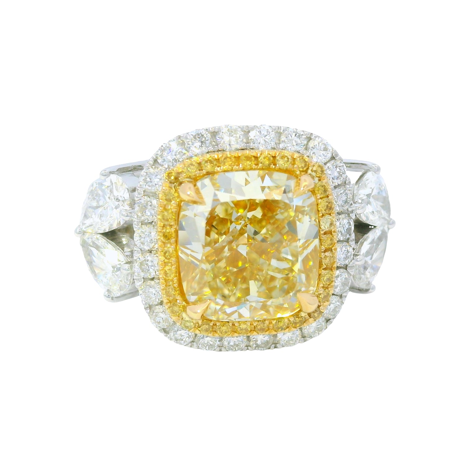 GIA 18KTT Gold Natural Fancy Brownish Yellow Cushion Cut Diamond Engagement Ring
