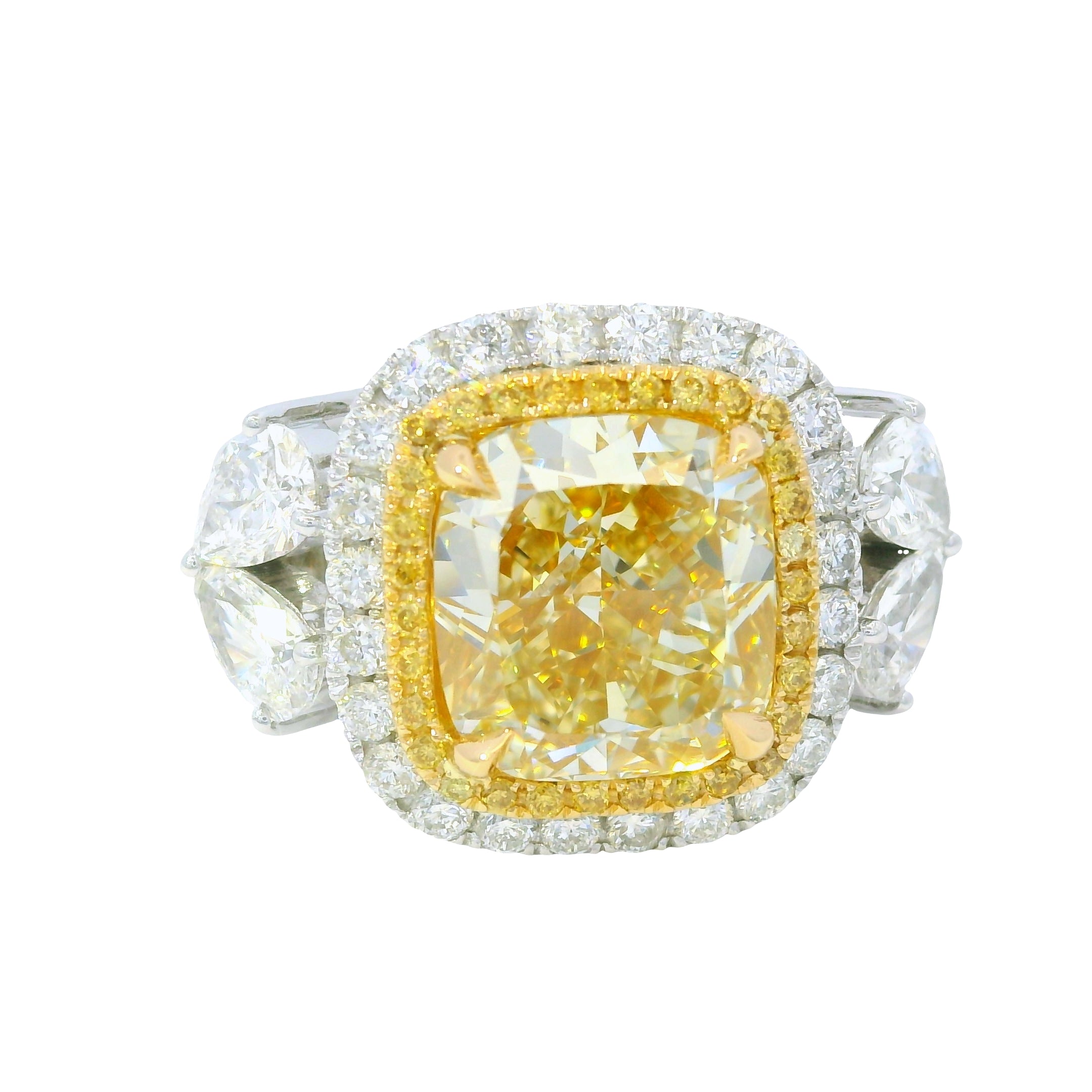 GIA 18KTT Gold Natural Fancy Brownish Yellow Cushion Cut Diamond Engagement Ring
