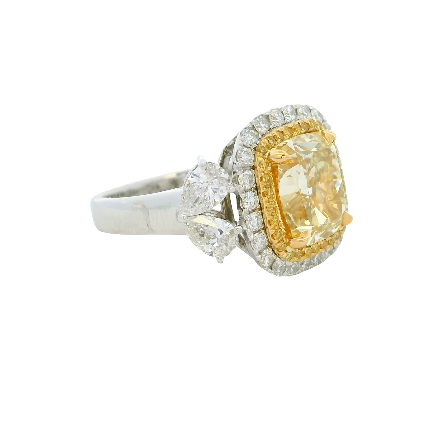 GIA 18KTT Gold Natural Fancy Brownish Yellow Cushion Cut Diamond Engagement Ring
