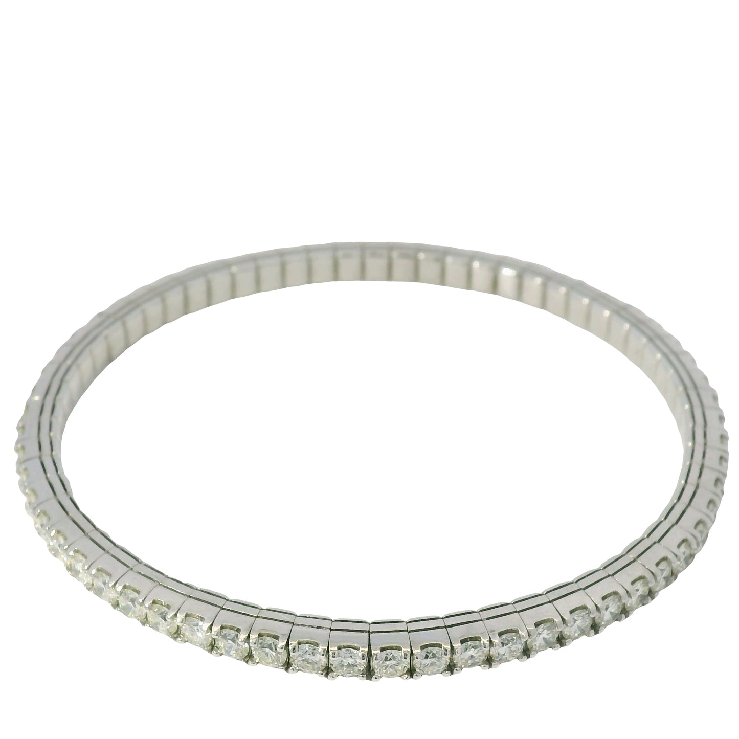 14K White Gold Natural 5.10 Carats Diamond Flexible Bangle Bracelet 