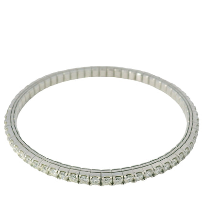 14K White Gold Natural 5.10 Carats Diamond Flexible Bangle Bracelet 