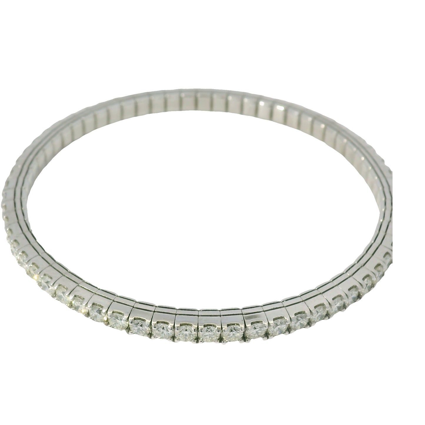 14K White Gold Natural 5.10 Carats Diamond Flexible Bangle Bracelet 