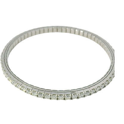 14K White Gold Natural 5.10 Carats Diamond Flexible Bangle Bracelet 