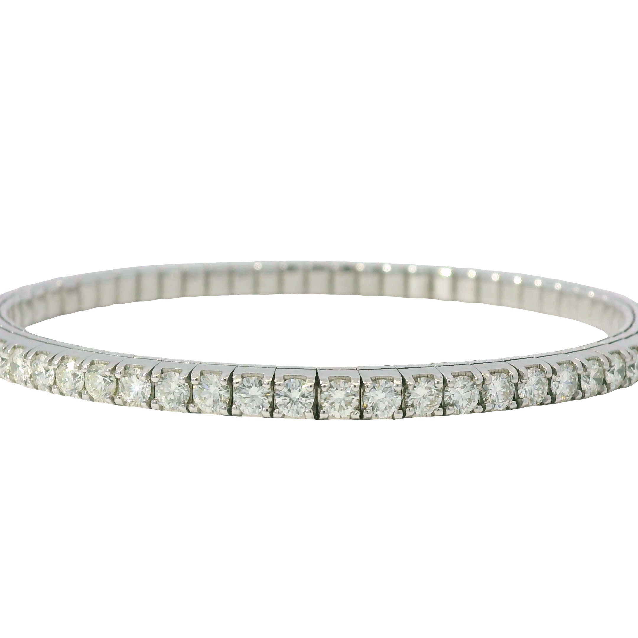 14K White Gold Natural 5.10 Carats Diamond Flexible Bangle Bracelet