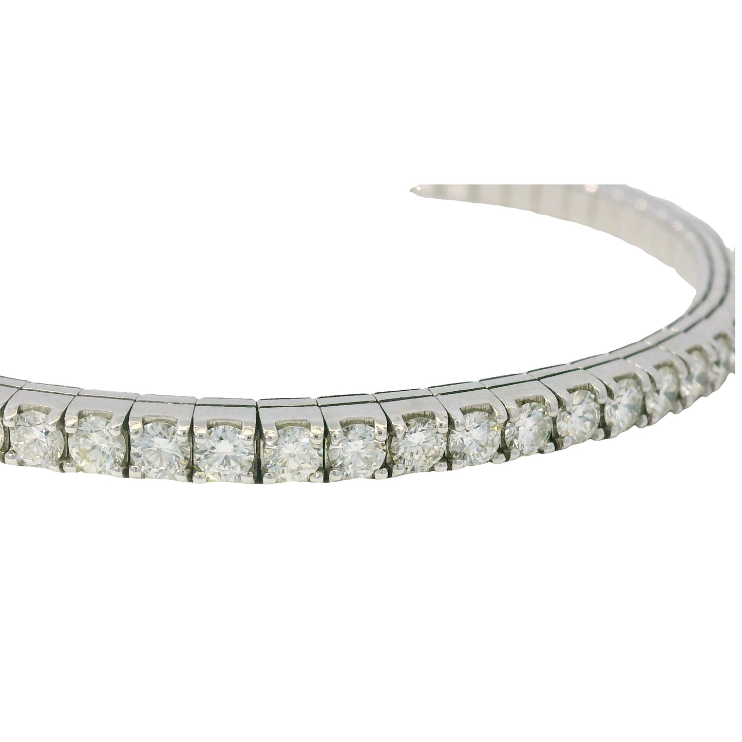 14K White Gold Natural 5.10 Carats Diamond Flexible Bangle Bracelet