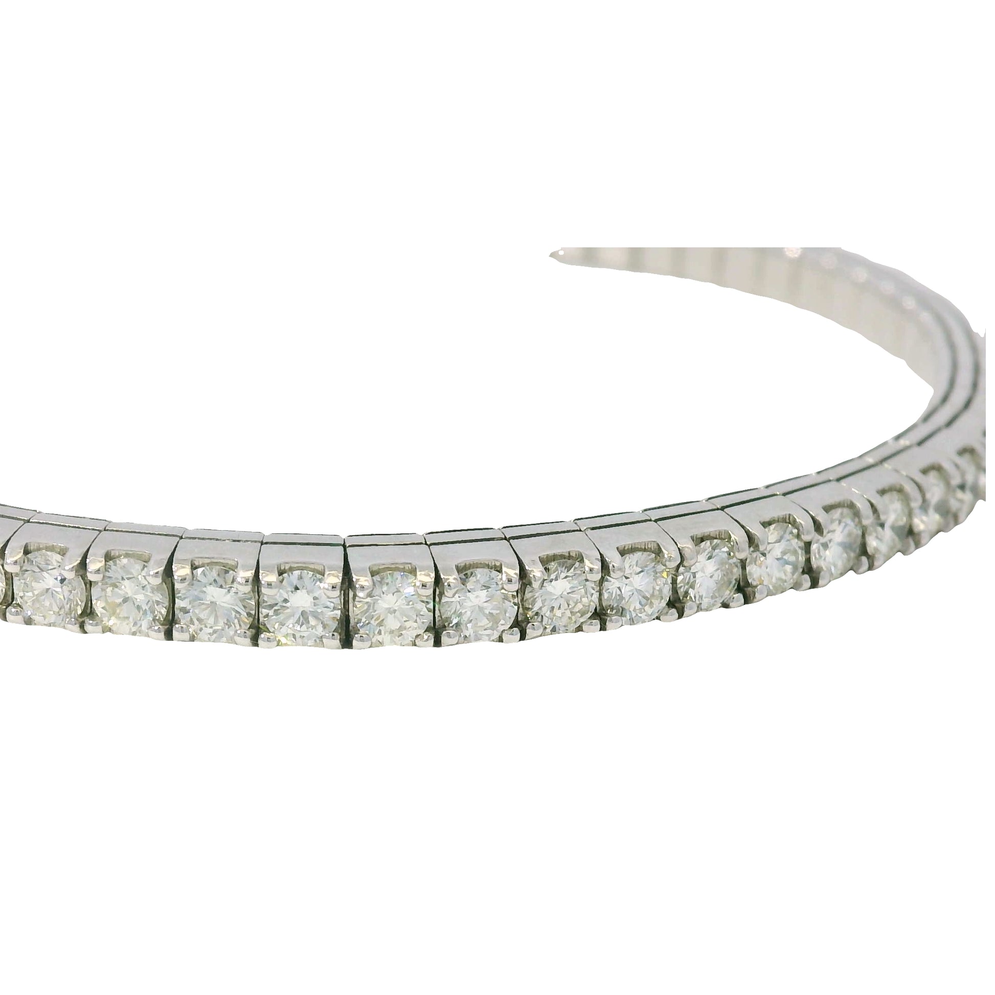 14K White Gold Natural 5.10 Carats Diamond Flexible Bangle Bracelet