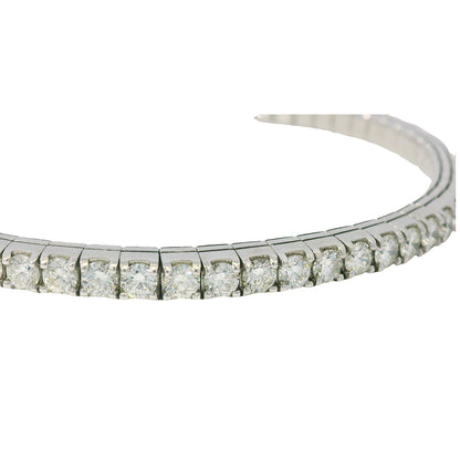 14K White Gold Natural 5.10 Carats Diamond Flexible Bangle Bracelet