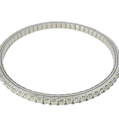 14K White Gold Natural 5.10 Carats Diamond Flexible Bangle Bracelet