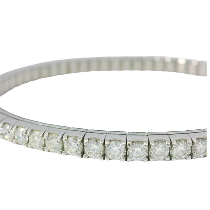 14K White Gold Natural 5.10 Carats Diamond Flexible Bangle Bracelet