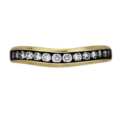 14K Yellow Gold and White Diamond Wedding Band