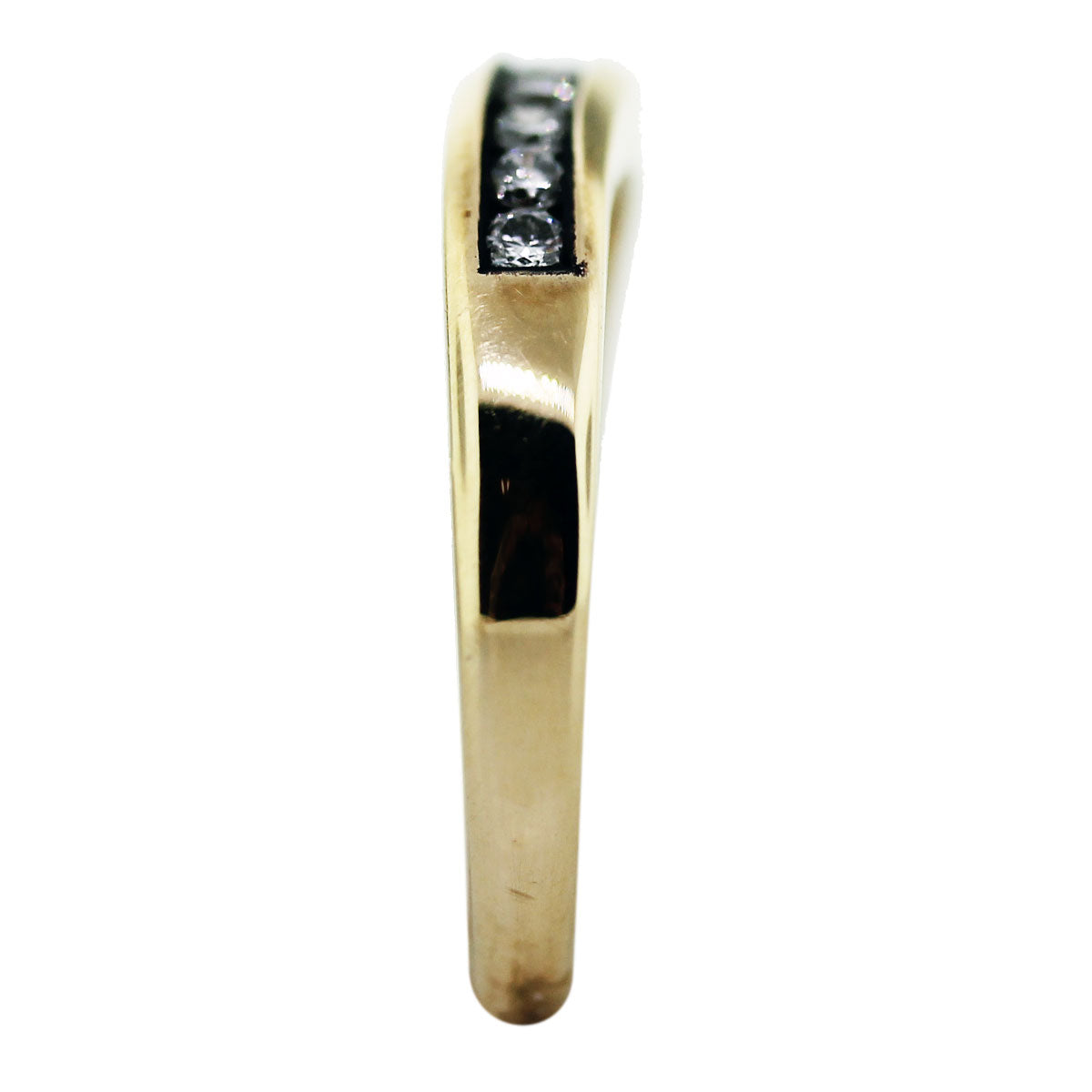 14K Yellow Gold and White Diamond Wedding Band