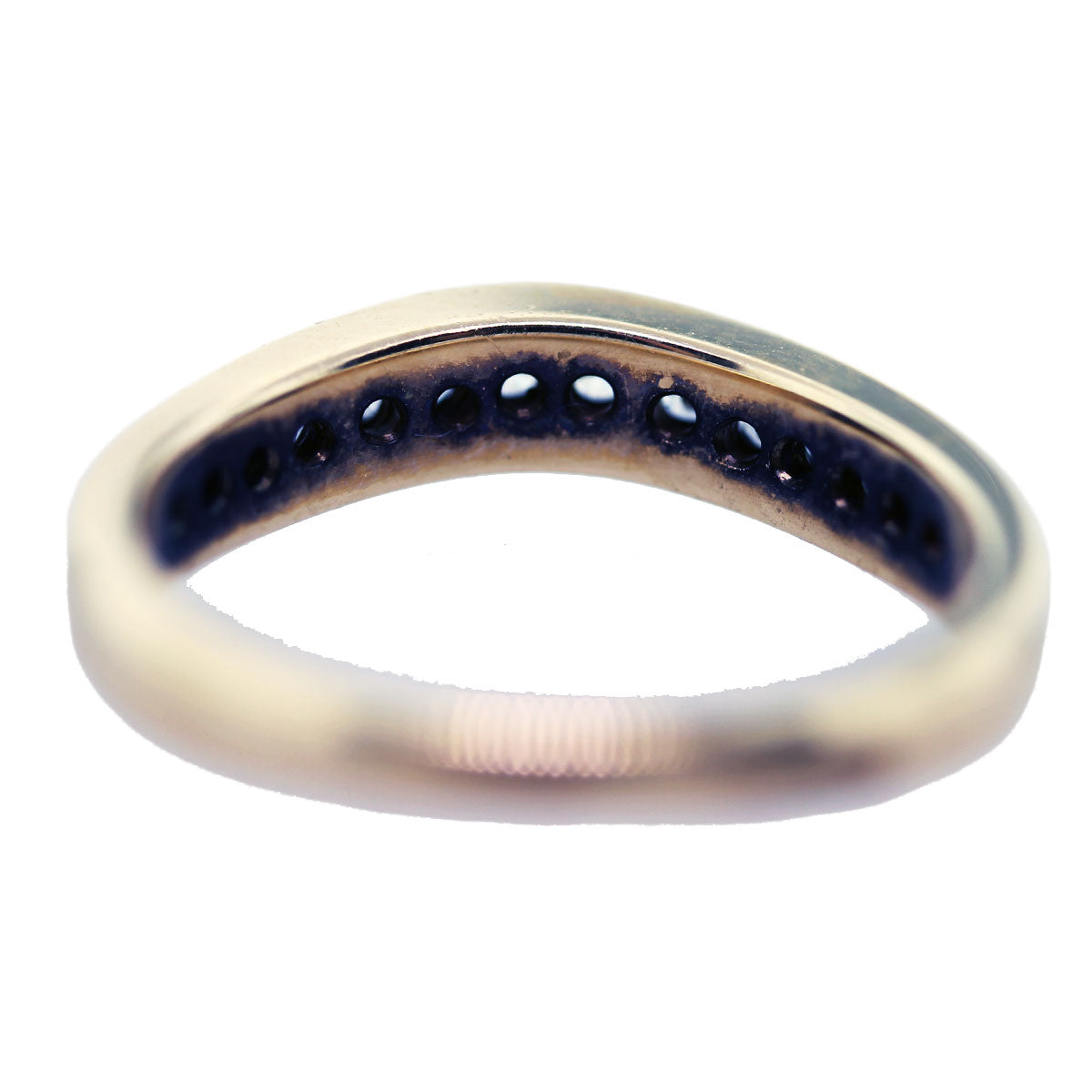 14K Yellow Gold and White Diamond Wedding Band