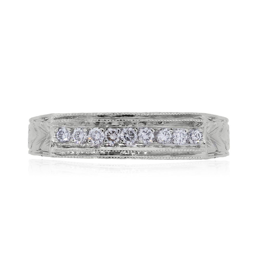 Platinum 0.15ctw Round Brilliant Diamond Mens Wedding Band