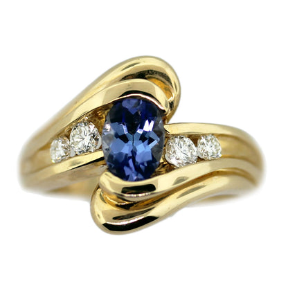 14K Yellow Gold, Tanzanite and Diamond Ring