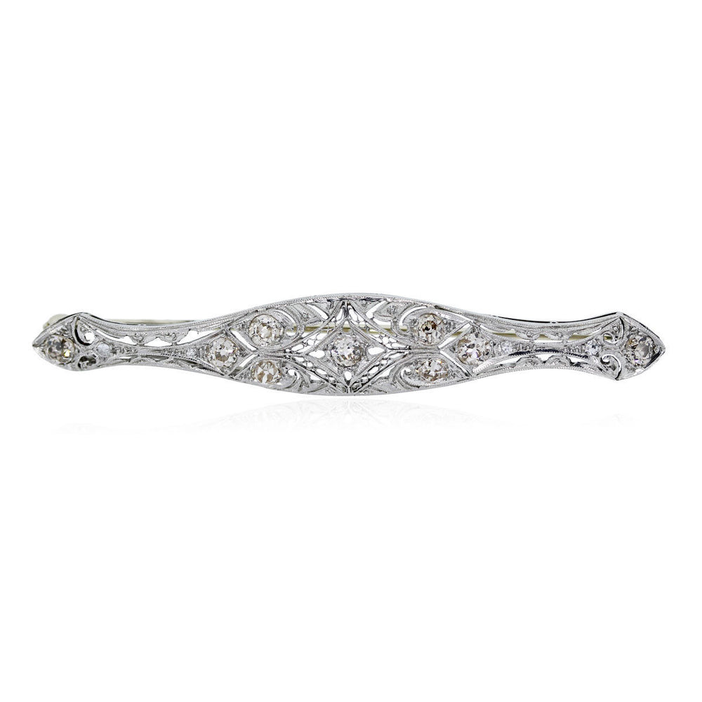 Platinum and White Diamond Vintage Pin