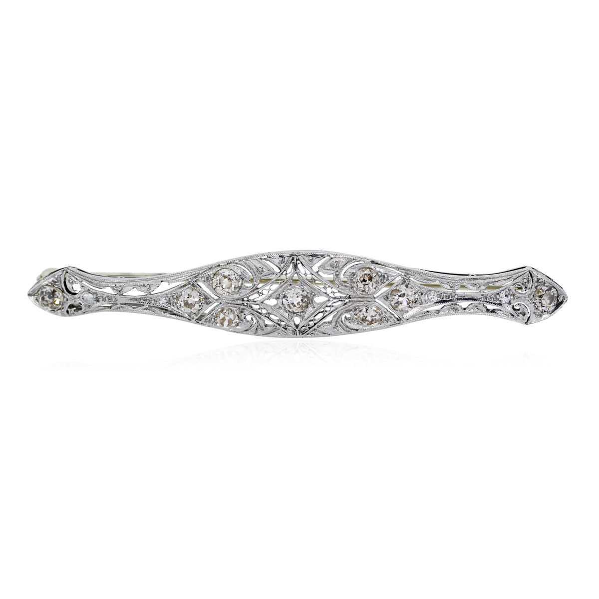 Platinum and White Diamond Vintage Pin
