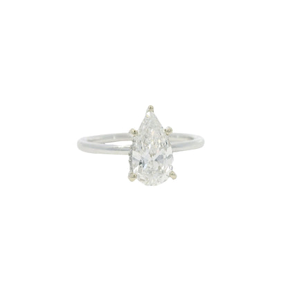 GIA 18K White Gold Natural 1.33 Carat Pear Shape Diamond Engagement Ring