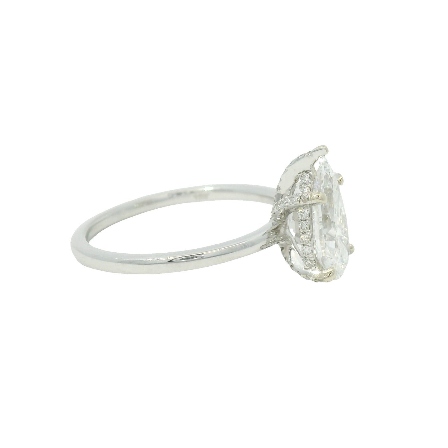 GIA 18K White Gold Natural 1.33 Carat Pear Shape Diamond Engagement Ring