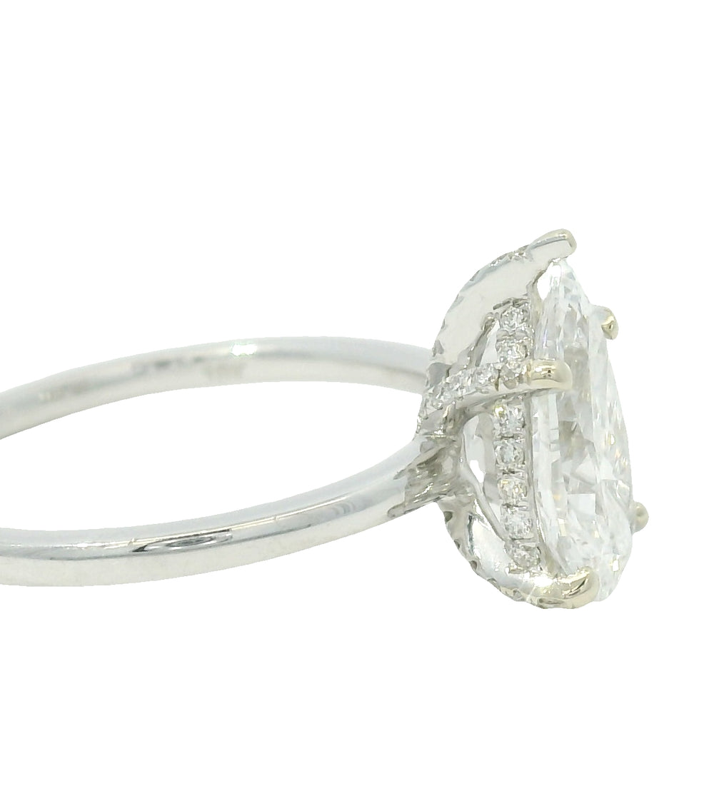 GIA 18K White Gold Natural 1.33 Carat Pear Shape Diamond Engagement Ring