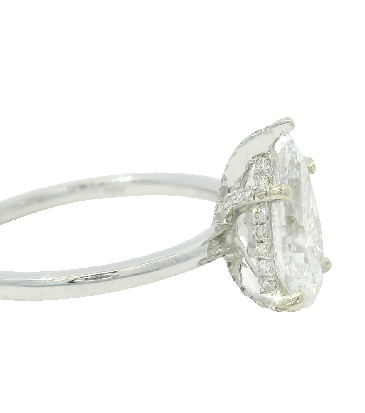 GIA 18K White Gold Natural 1.33 Carat Pear Shape Diamond Engagement Ring