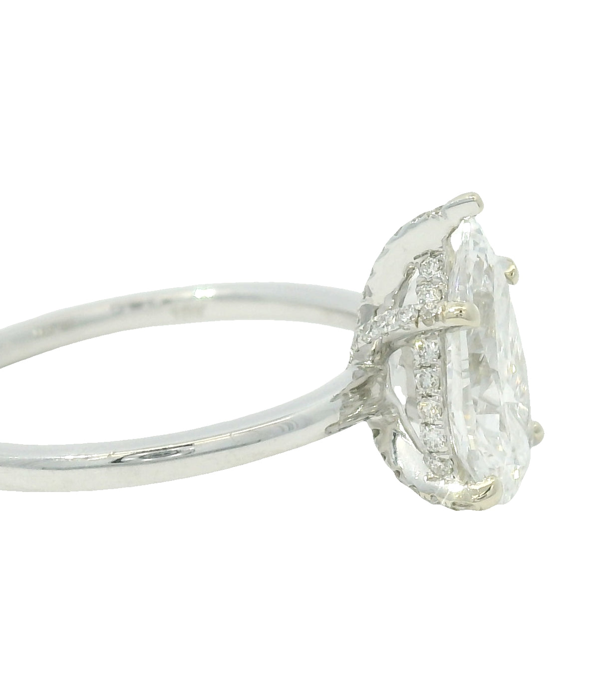 GIA 18K White Gold Natural 1.33 Carat Pear Shape Diamond Engagement Ring