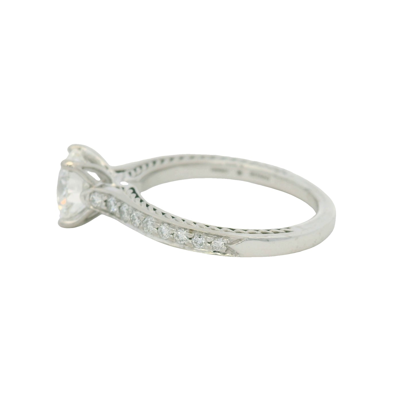 GIA 18K White Gold Natural Round Brilliant Diamond Ritani Braid Engagement Ring
