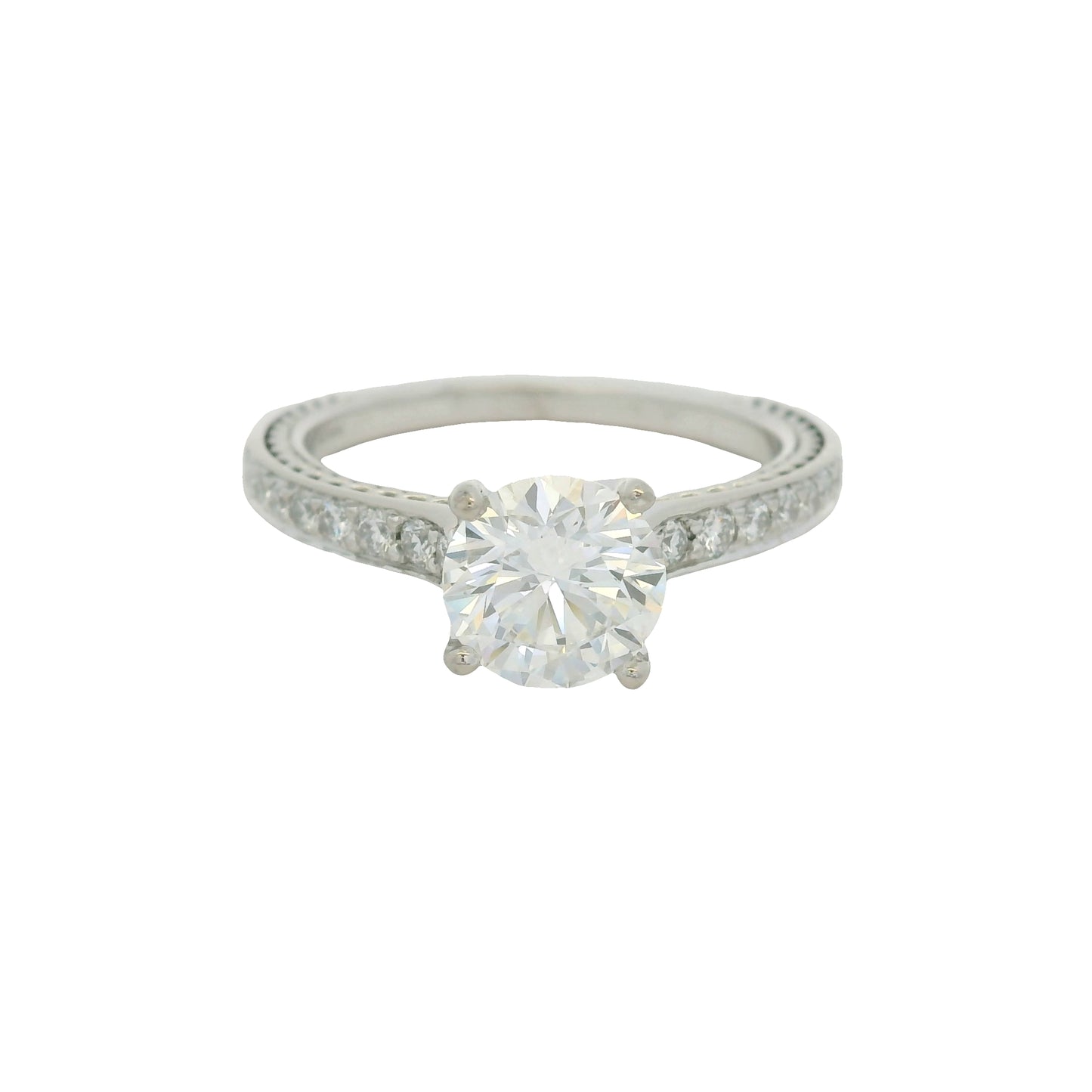 GIA 18K White Gold Natural Round Brilliant Diamond Ritani Braid Engagement Ring
