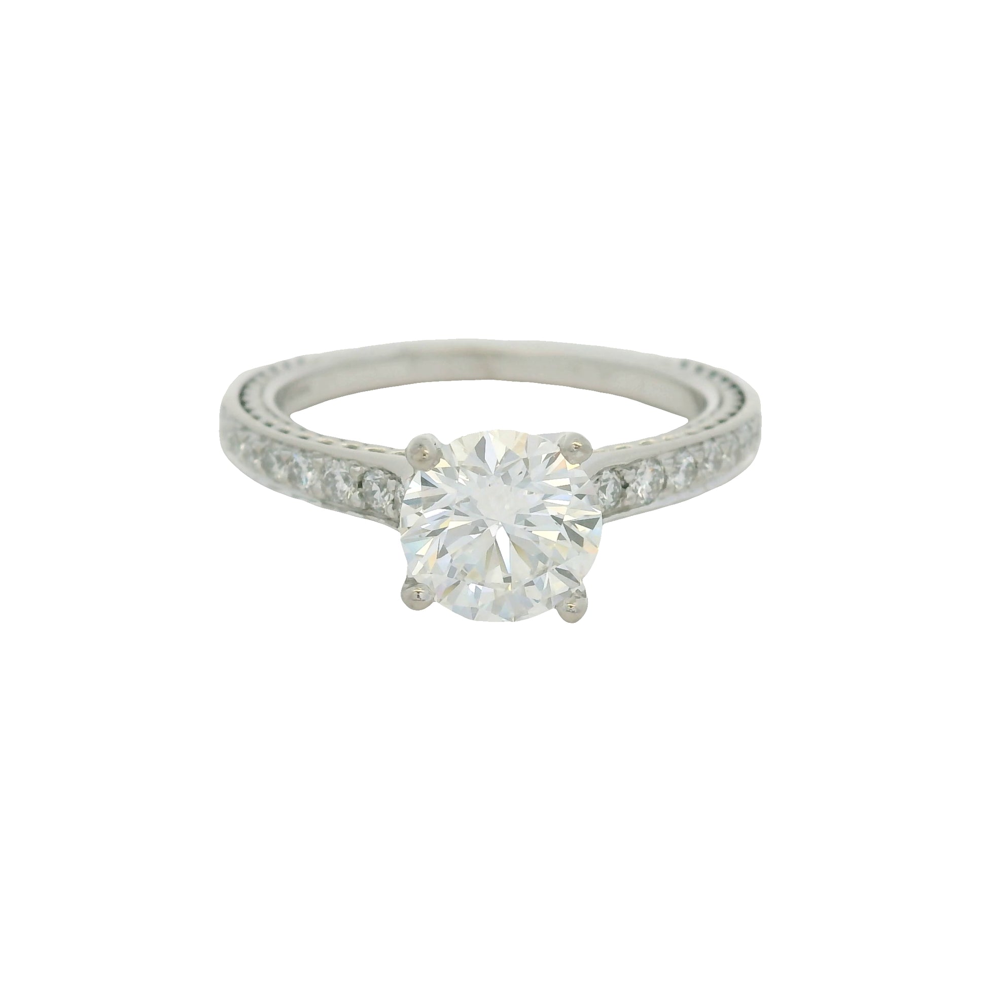GIA 18K White Gold Natural Round Brilliant Diamond Ritani Braid Engagement Ring
