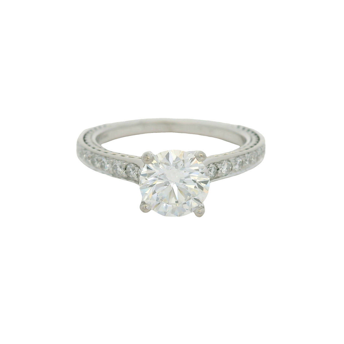 GIA 18K White Gold Natural Round Brilliant Diamond Ritani Braid Engagement Ring
