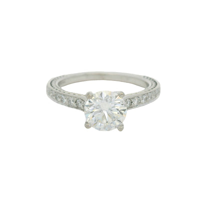 GIA 18K White Gold Natural Round Brilliant Diamond Ritani Braid Engagement Ring
