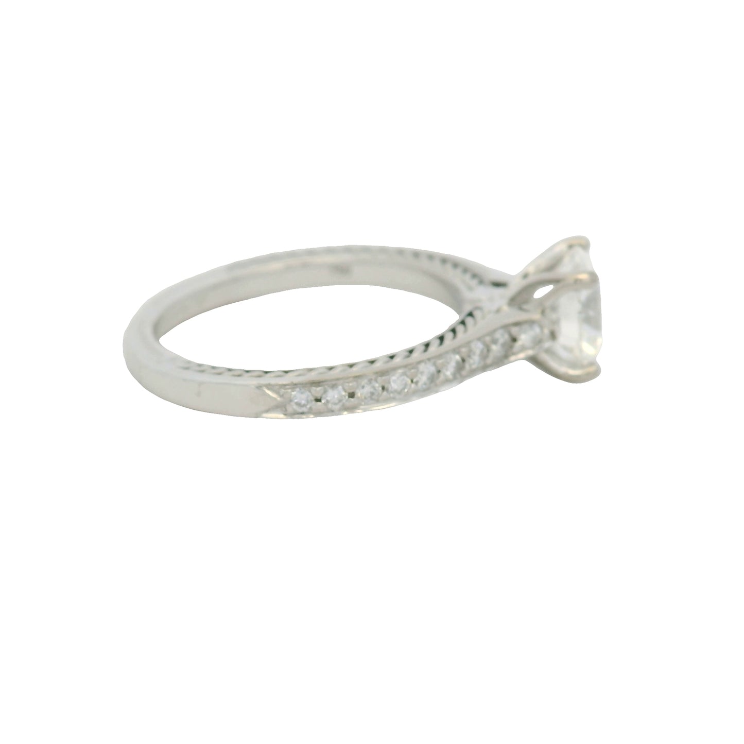 GIA 18K White Gold Natural Round Brilliant Diamond Ritani Braid Engagement Ring

