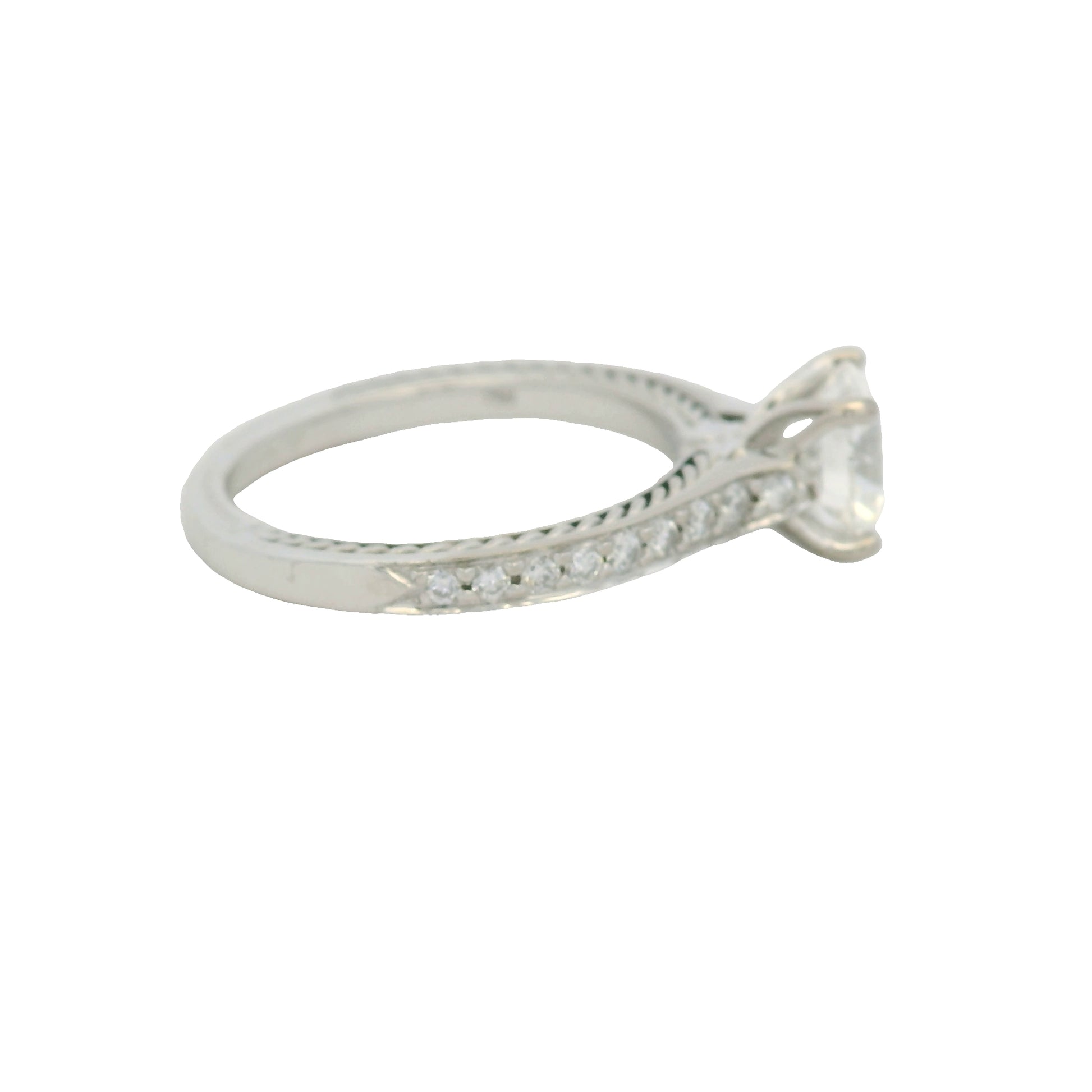 GIA 18K White Gold Natural Round Brilliant Diamond Ritani Braid Engagement Ring
