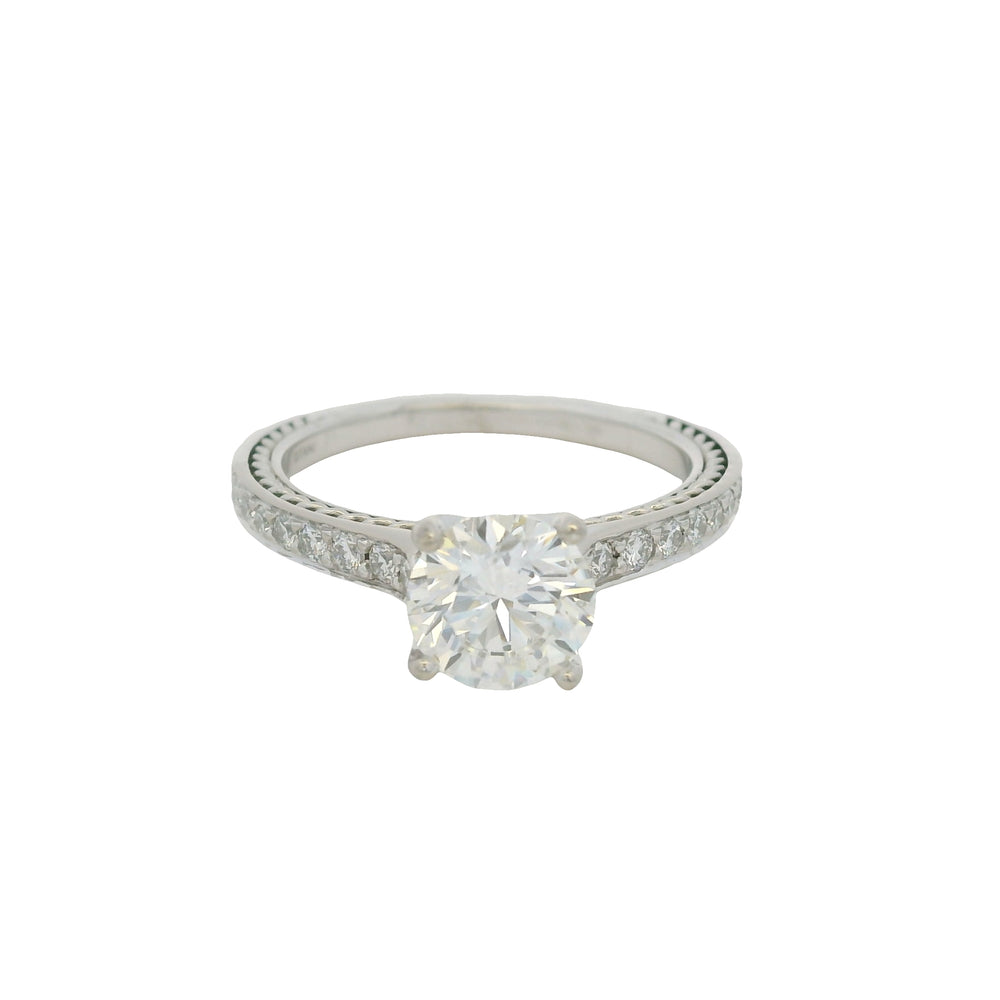 GIA 18K White Gold Natural Round Brilliant Diamond Ritani Braid Engagement Ring

