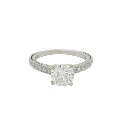 GIA 18K White Gold Natural Round Brilliant Diamond Ritani Braid Engagement Ring
