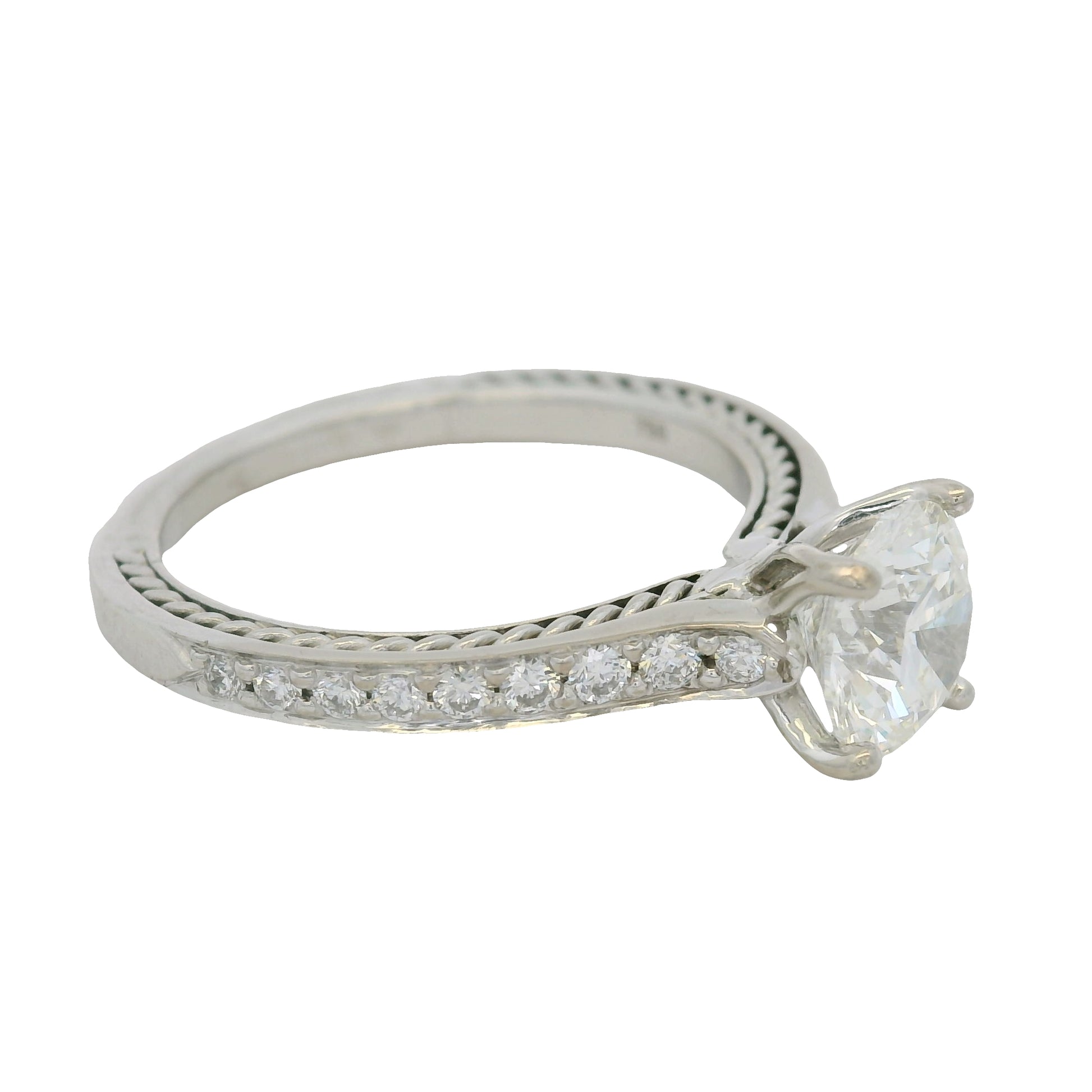 GIA 18K White Gold Natural Round Brilliant Diamond Ritani Braid Engagement Ring
