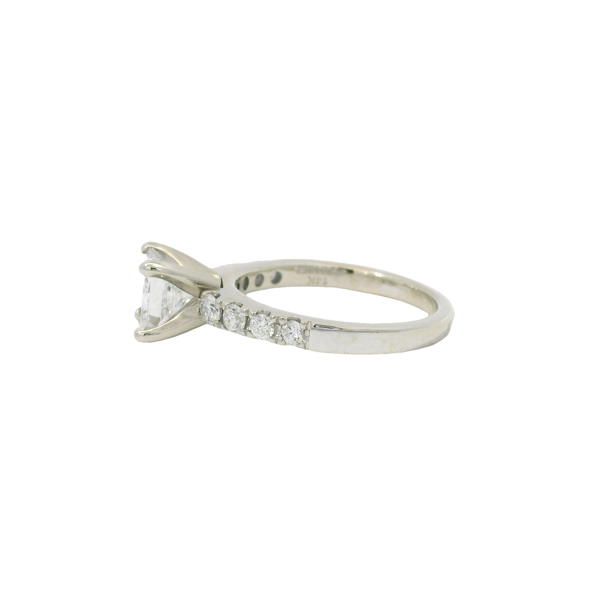 GIA 14K White Gold Natural Princess Cut 1.24 Carats Diamond Engagement Ring