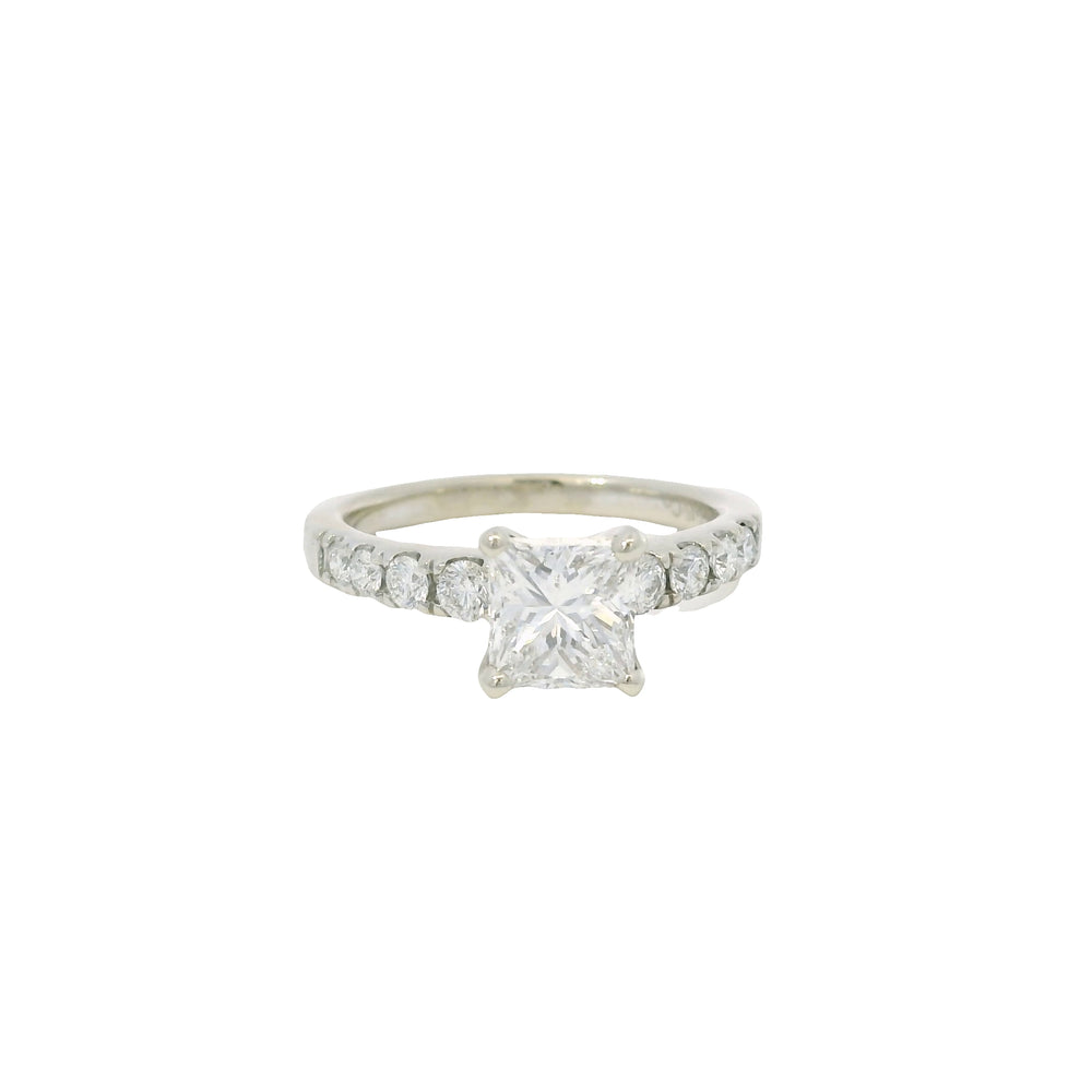 GIA 14K White Gold Natural Princess Cut 1.24 Carats Diamond Engagement Ring