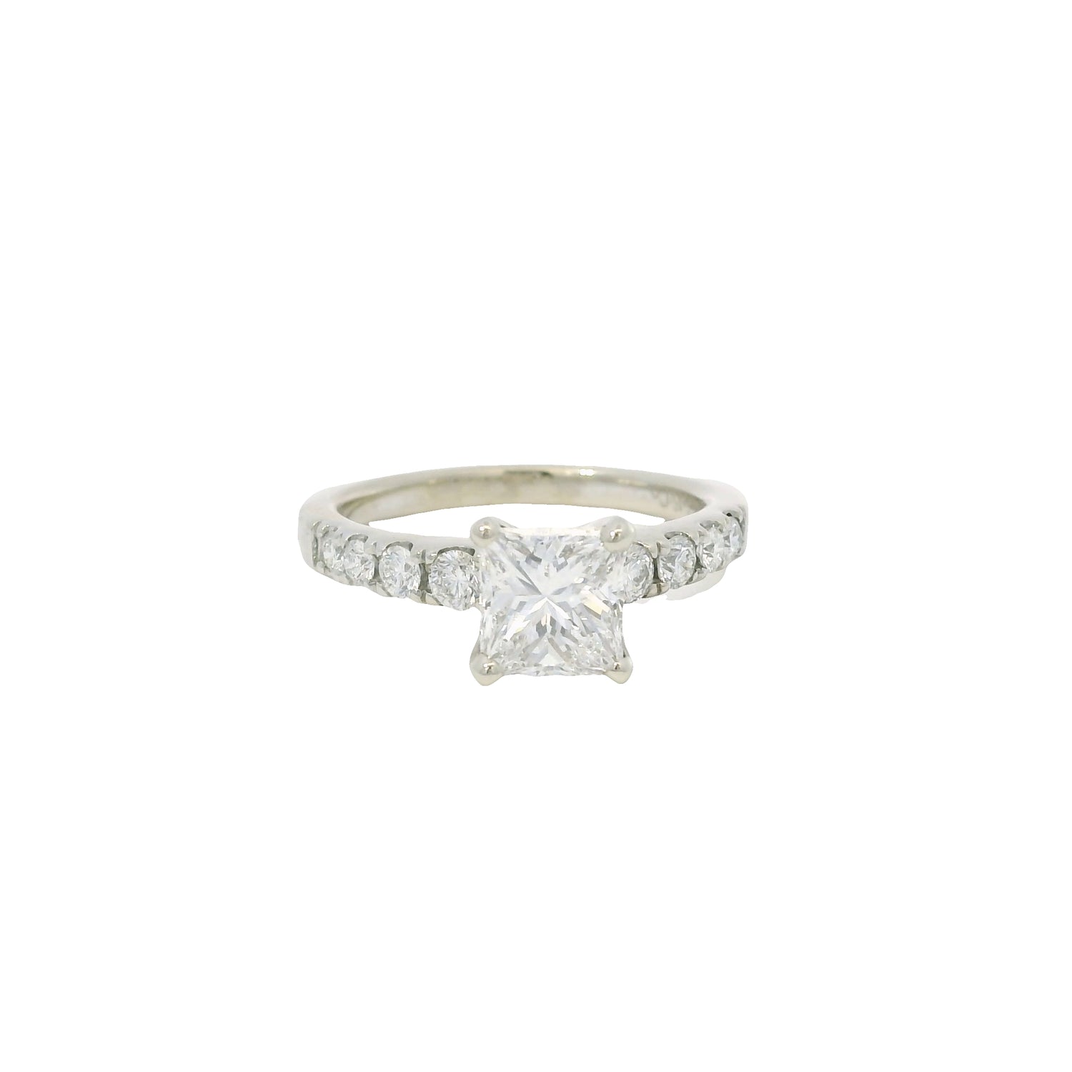 GIA 14K White Gold Natural Princess Cut 1.24 Carats Diamond Engagement Ring