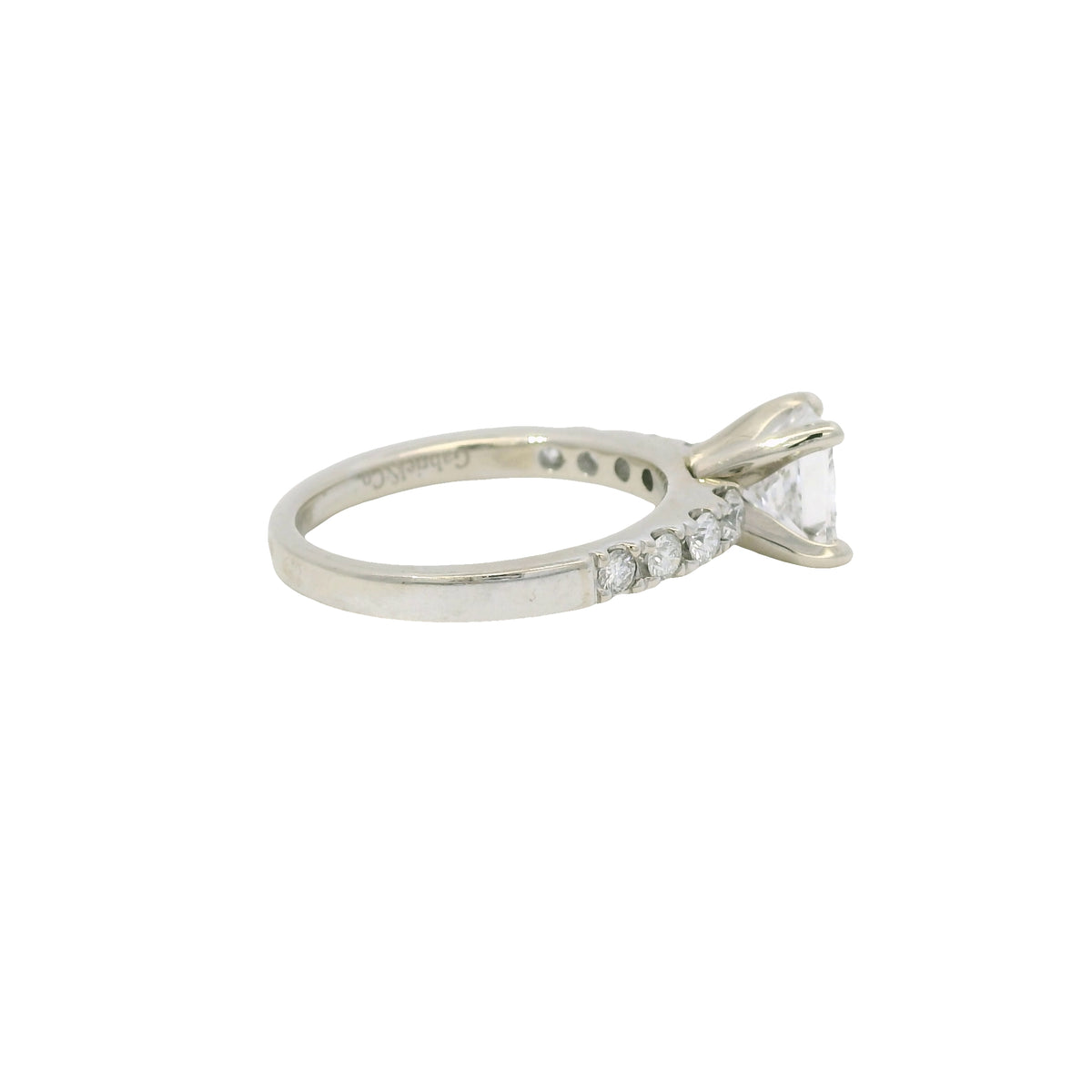 GIA 14K White Gold Natural Princess Cut 1.24 Carats Diamond Engagement Ring