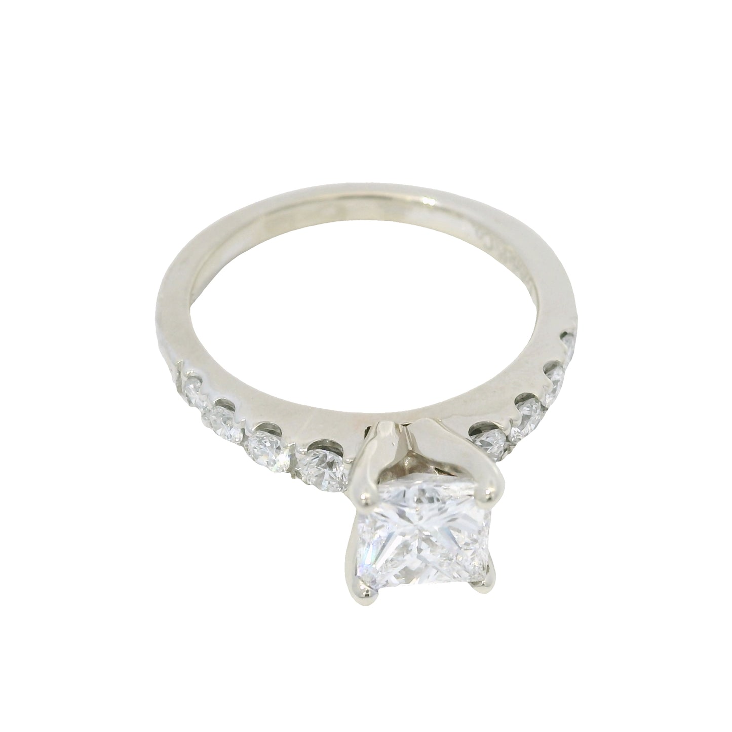 GIA 14K White Gold Natural Princess Cut 1.24 Carats Diamond Engagement Ring