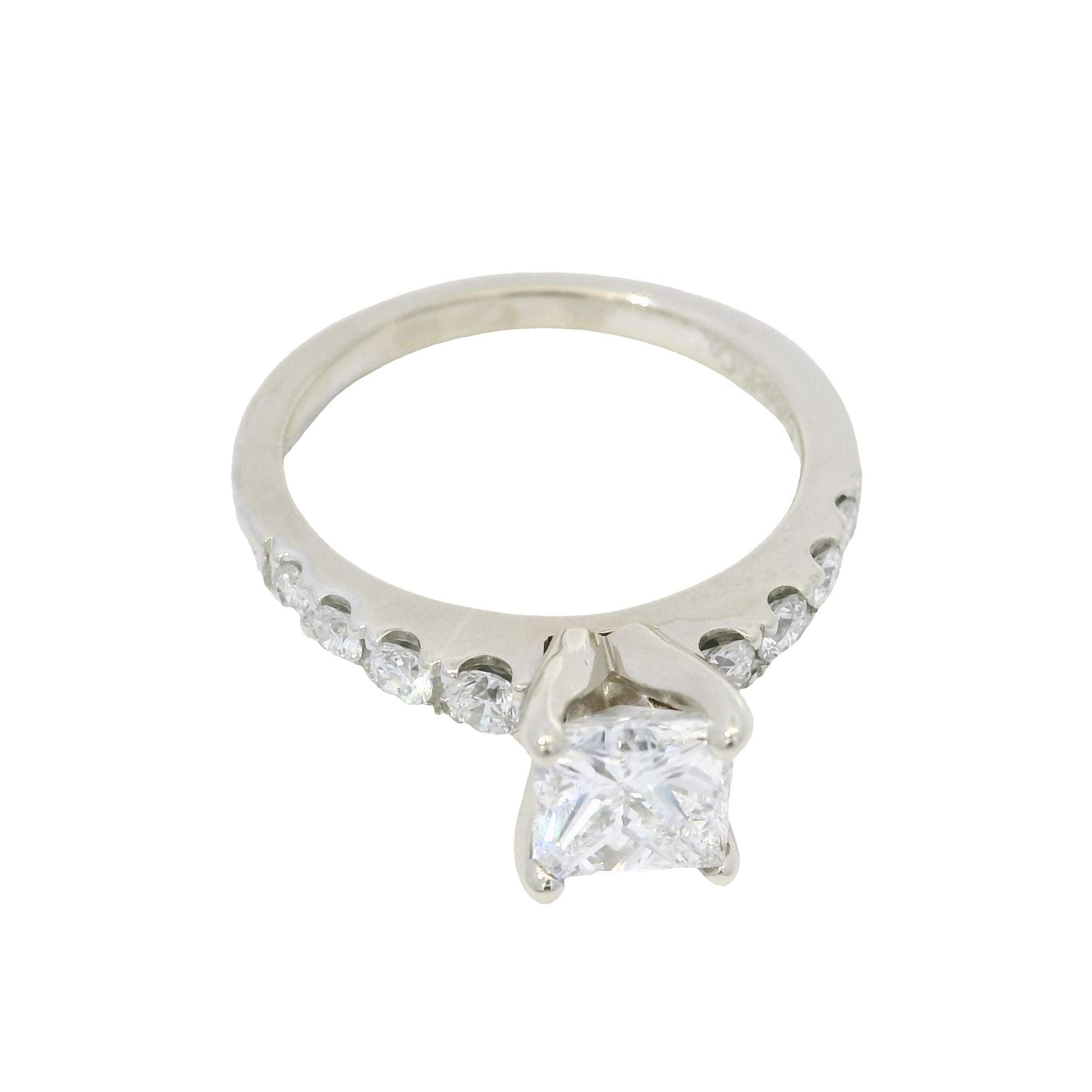 GIA 14K White Gold Natural Princess Cut 1.24 Carats Diamond Engagement Ring