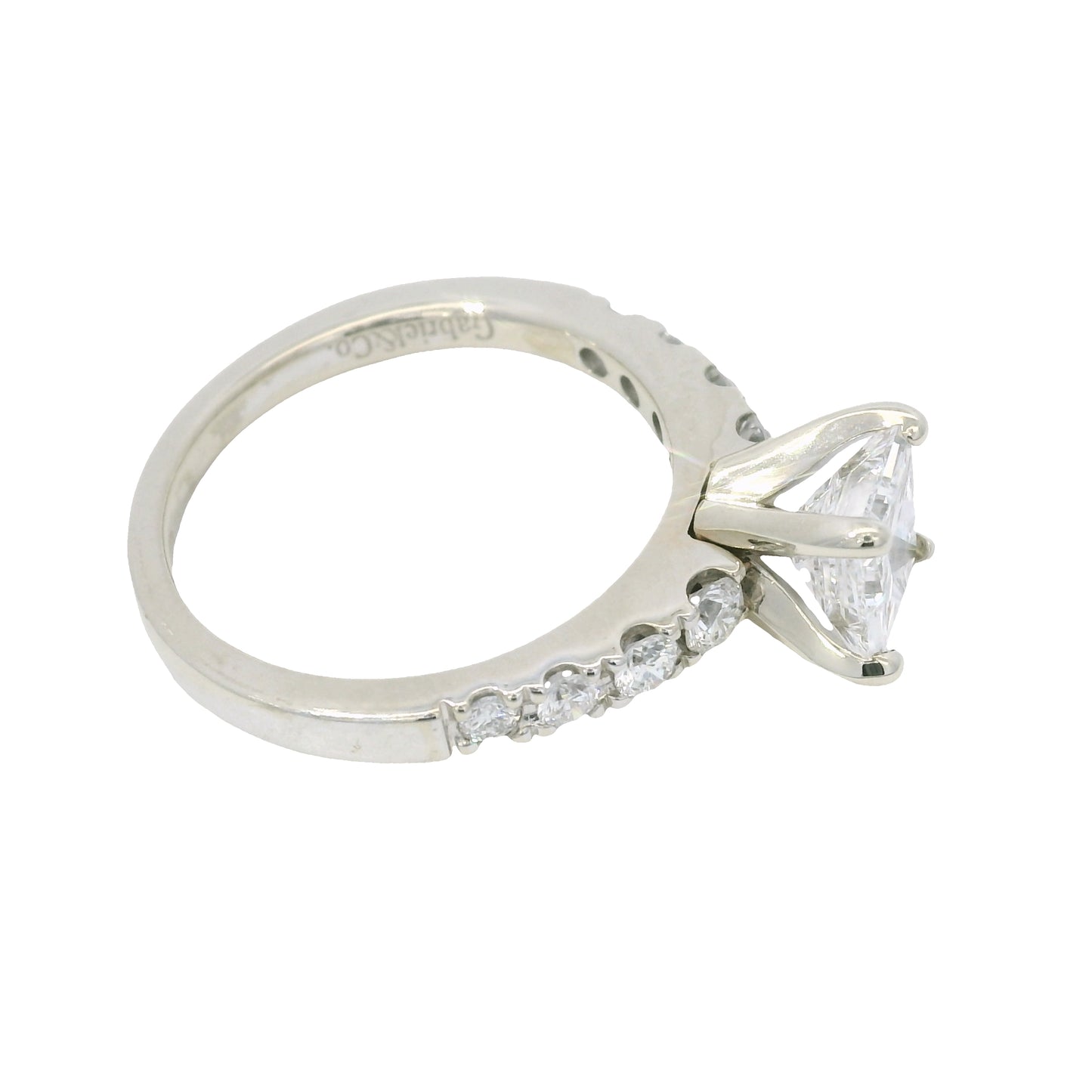 GIA 14K White Gold Natural Princess Cut 1.24 Carats Diamond Engagement Ring